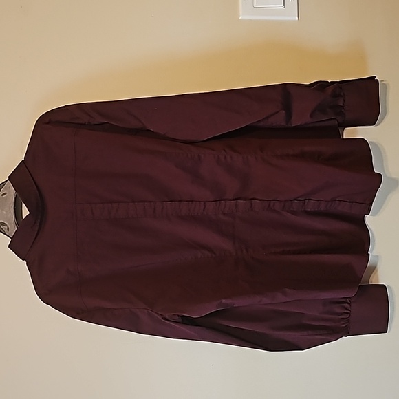 New York & Company Women's Stretch Ruffle Front‎ Long-Sleeves Top Sz XL Burgundy - Picture 8 of 11
